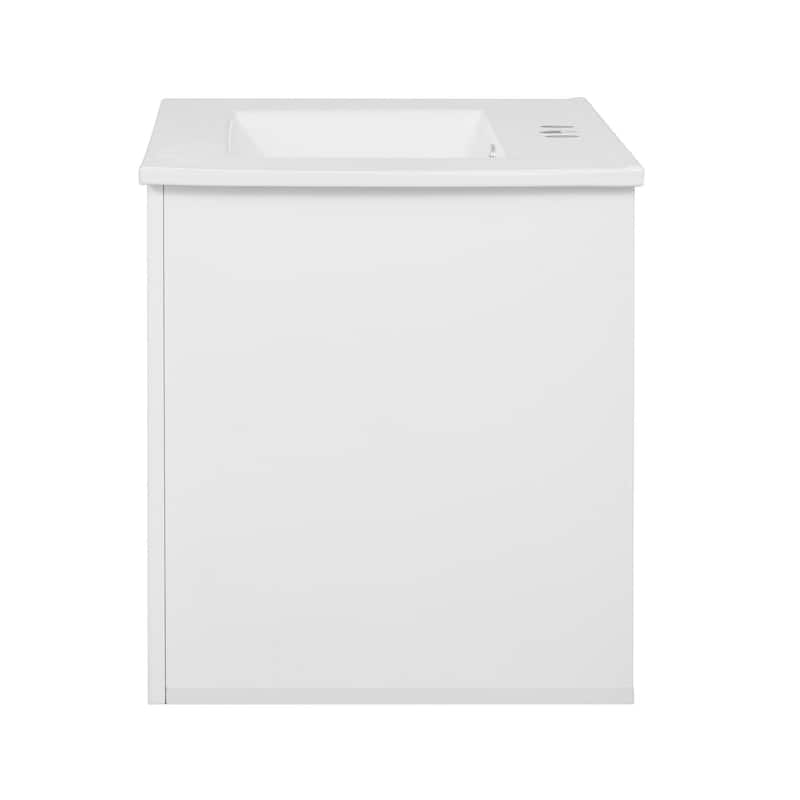 30" Vintage Bathroom Vanity with Ceramic Sink, 3 Holes Single Ceramic Sink