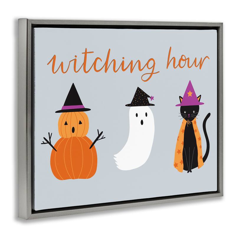 Stupell Cute Halloween Witching Hour Framed Floater Canvas Wall Art Design By Sazerelli Designs