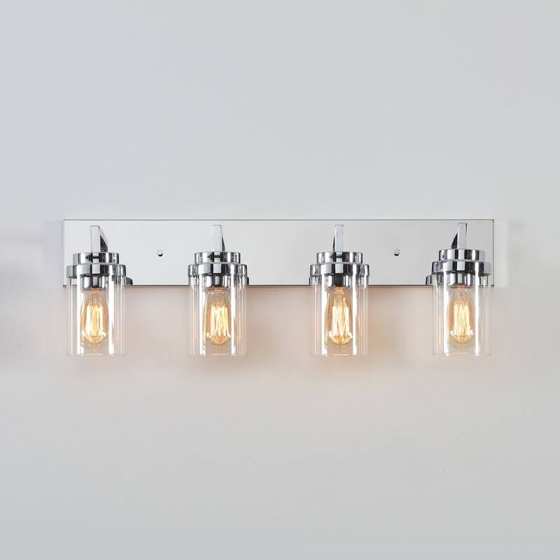 KAWOTI 4 Light Bathroom Vanity Light with Clear Glass Shade