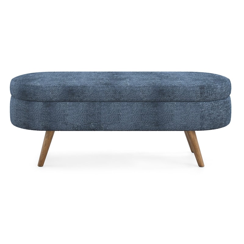 Ottoman Oval Storage Bench,Rubber Wood Legs
