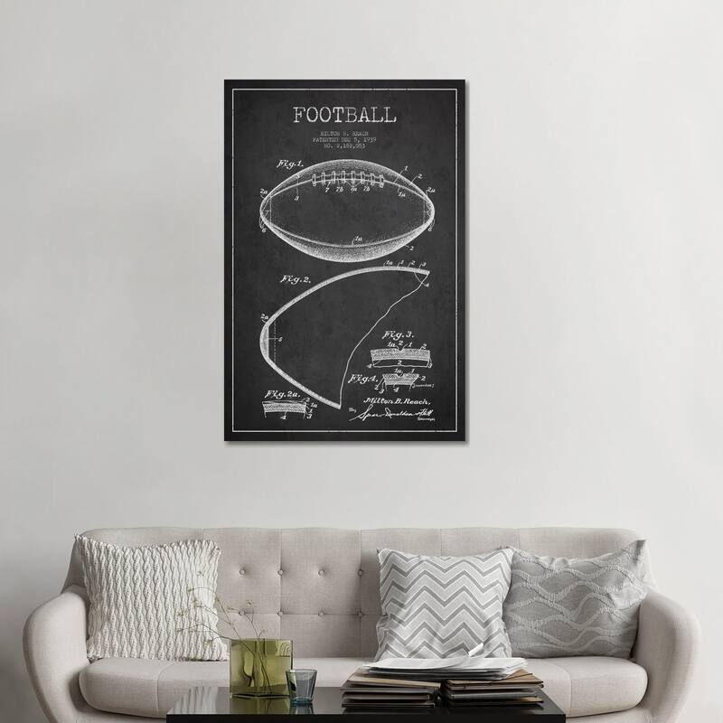iCanvas "Football Charcoal Patent Blueprint" by Aged Pixel Canvas Print - 48x32x1.5