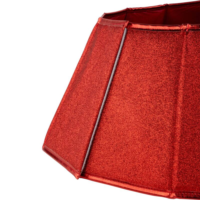 26.75" Shiny Red Fabric Hexagonal Christmas Tree Collar - 26.75