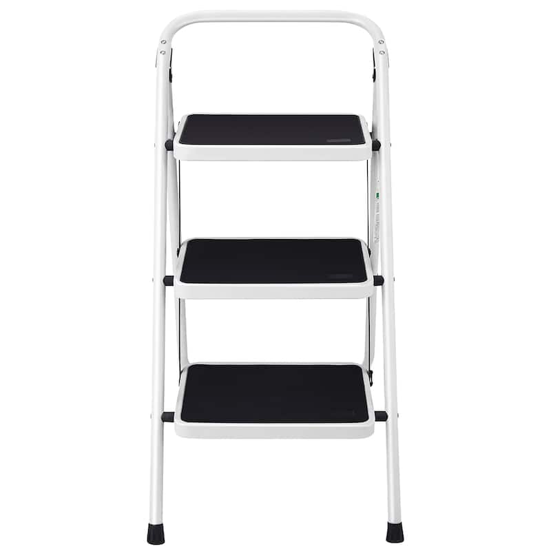 3 Step Ladder Folding Heavy Duty Step Stool - Black