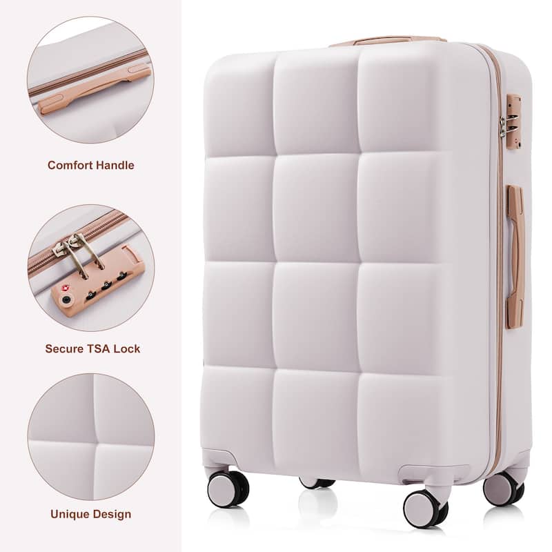 Luggage Set of 3, Airline Certified Carry-on Luggage with Cup Holder, ABS Hard Shell Luggage with Spinner Wheels