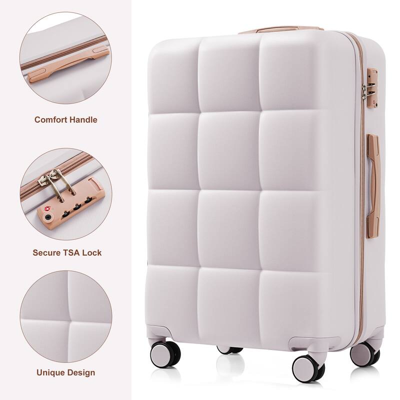 Luggage Set of Three, ABS Hard Shell Luggage with Spinner Wheels. - Grey