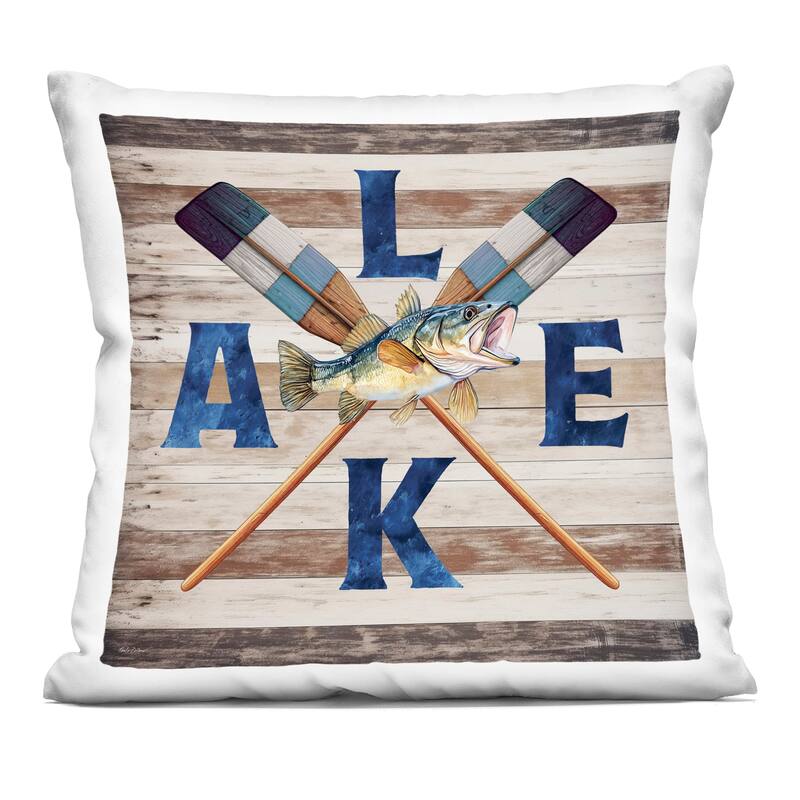 Stupell Rustic Lake Boat Oars Decorative Printed Throw Pillow Design by Nicole DeCamp - Accent - Polyester - Blue - Single