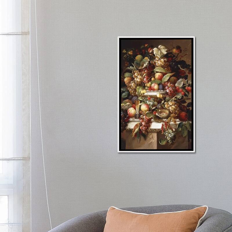 iCanvas "Still Life with Grapes and Peaches," by Charles Baum Framed