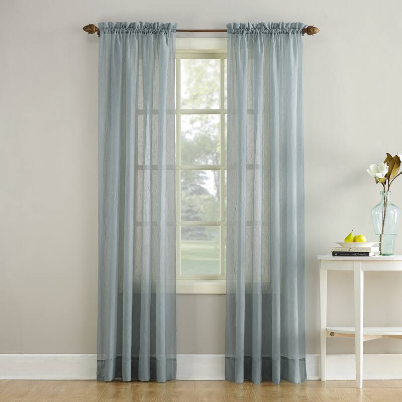 No. 918 Erica Sheer Crushed Voile Single Curtain Panel, Single Panel - 51 x 63 - Charcoal