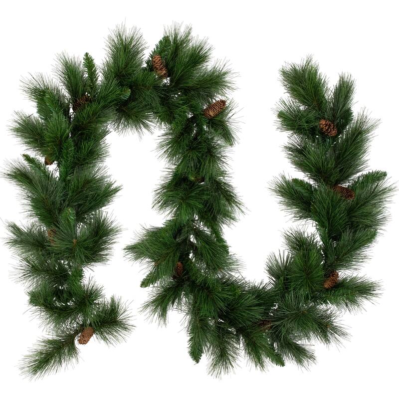9'x14" White Valley Pine Pine Cones Artificial Christmas Garl - Unlit