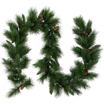 9'x14" White Valley Pine Pine Cones Artificial Christmas Garl - Unlit