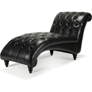 Tufted Armless Chaise Lounge, Pu Leather Lounge Chair Upholstered ...