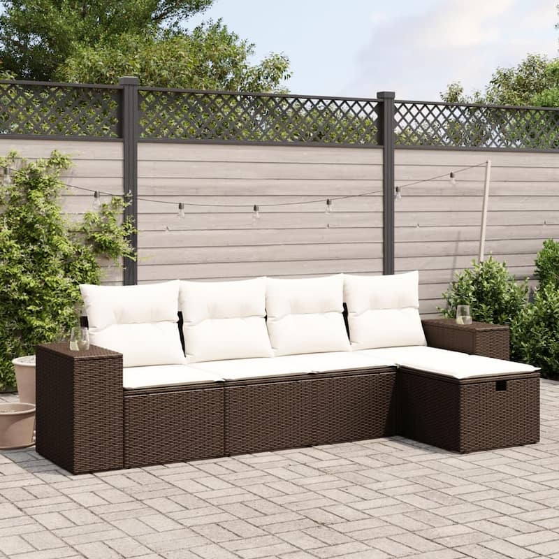 vidaXL Garden Sofa Set Beige/Black/Brown/Grey