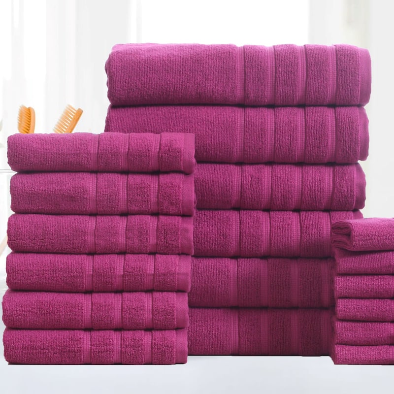 Bibb Home 18 Piece Zero Twist Egyptian Cotton Towel Set - N/A