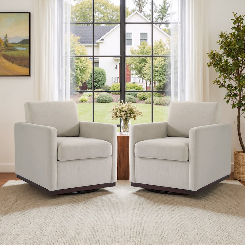 Modern Upholstered Swivel Accent Arm Chair Set of 2 - Sand