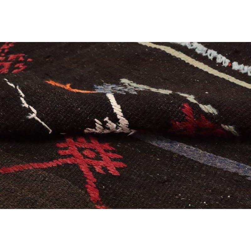Hand Woven Oriental 100% Wool Carpet Southwestern Tribal Brown Kilim Area Rug - 9' 4'' X 5' 6''