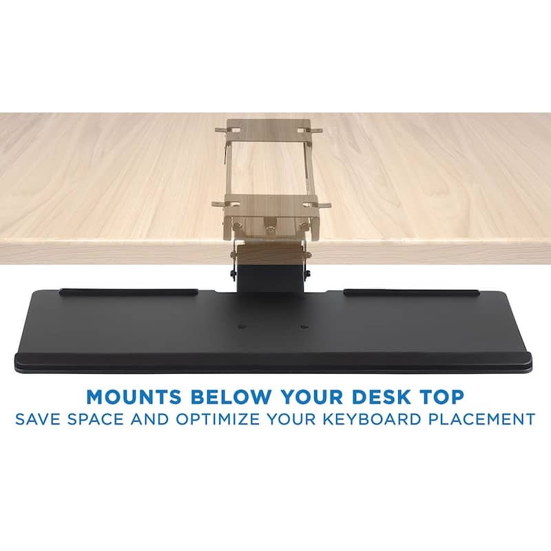 Mount-It! Under Desk Computer Keyboard and Mouse Tray with Gel Wrist Pad Black- MI-7135