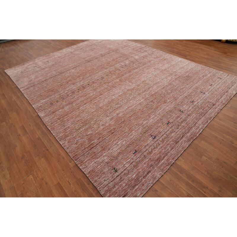 Hand Knotted Oriental 100% Wool Carpet Tribal Animal Pictorial Oranges & Rust Gabbeh Area Rug - 11' 3'' X 8' 9''
