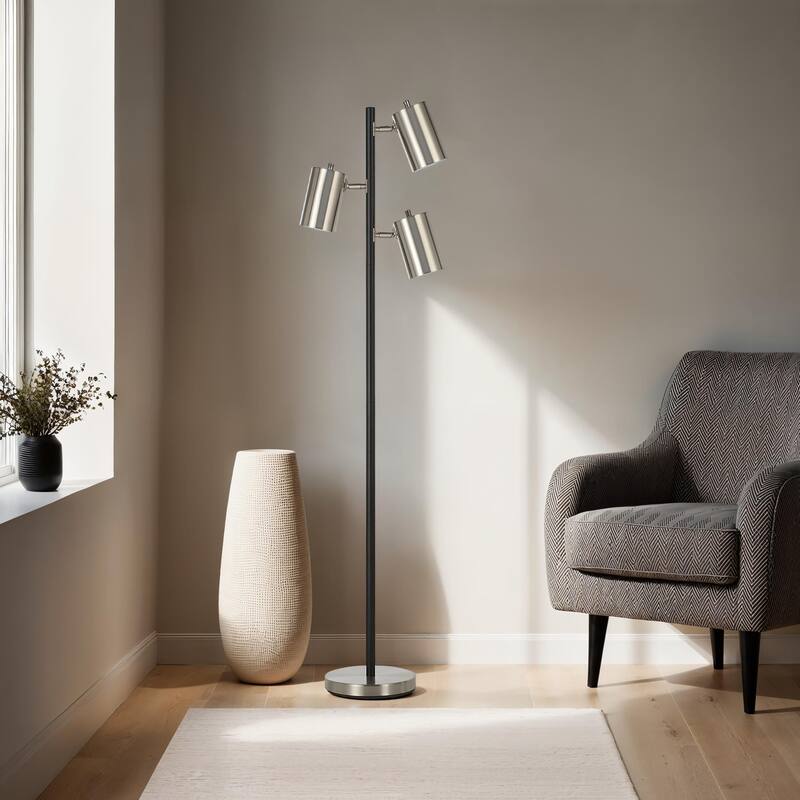 Meandros 63.5" Height Floor Lamp, Grey - 10 x 13.25 x 63.5"