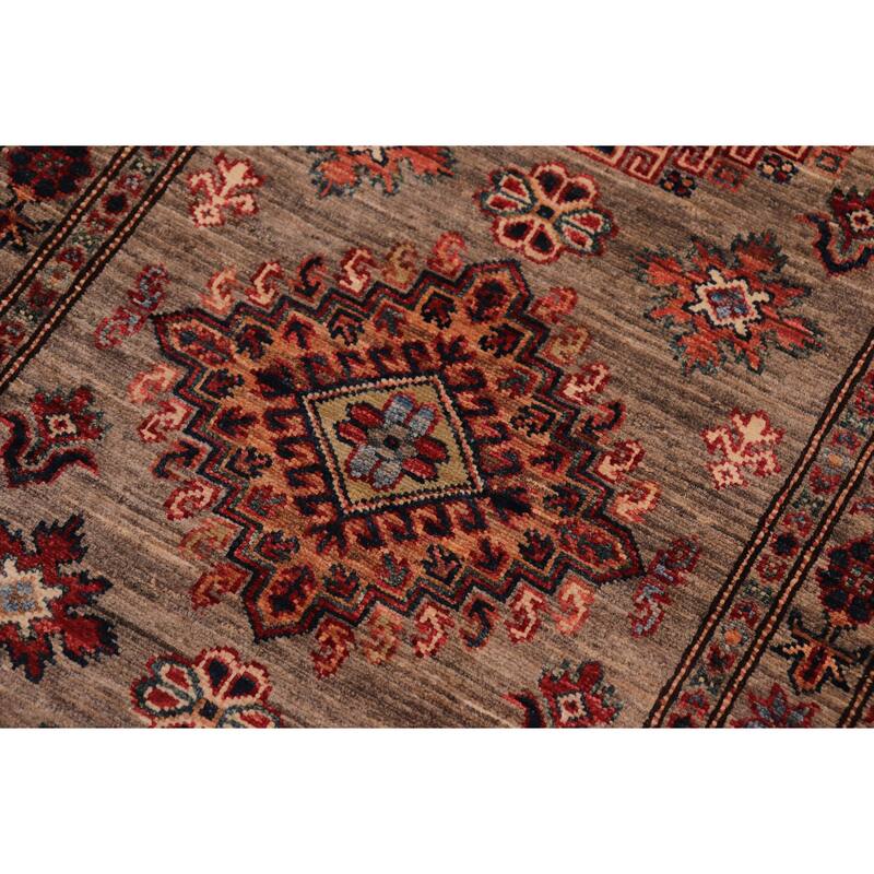 Caucasian Super Kazak Orion Gray Hand Knotted Wool Runner - 2'6'' x 9'6''