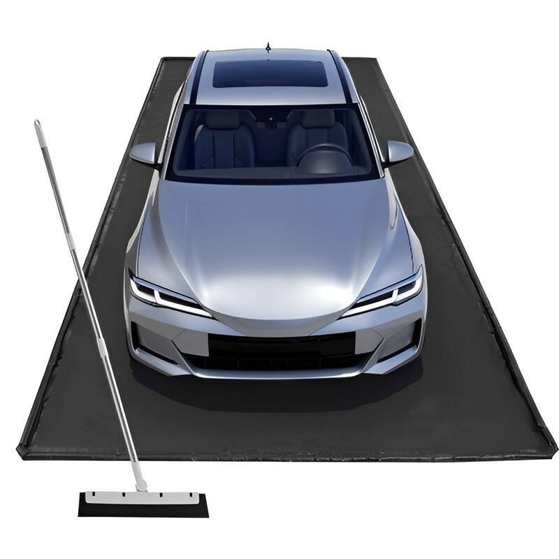 Black PVC Garage Floor Containment Mat with Waterproof, Non-Slip and Full Coverage - 7 ft 9 in x 18 ft
