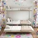 preview thumbnail 1 of 31, Bunk Bed Twin Over Twin Size with Ladder and high Guardrail, Able to Split, Metal Bunk Bed, Storage Space, Noise Free, Gray+Silver