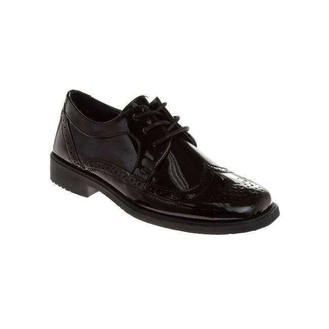 Josmo Boys Wingtip Oxford Lace Dress Shoes - Black Patent - 8