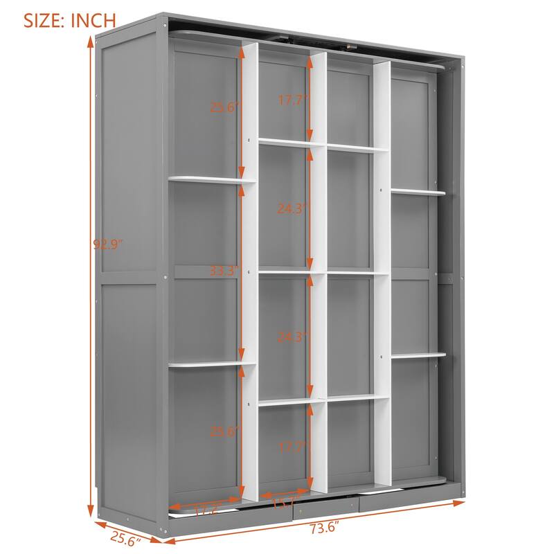 360° Rotating Queen Murphy Bed Cabinet with 14-Shelf Hidden Bookcase by Harper&Bright Designs