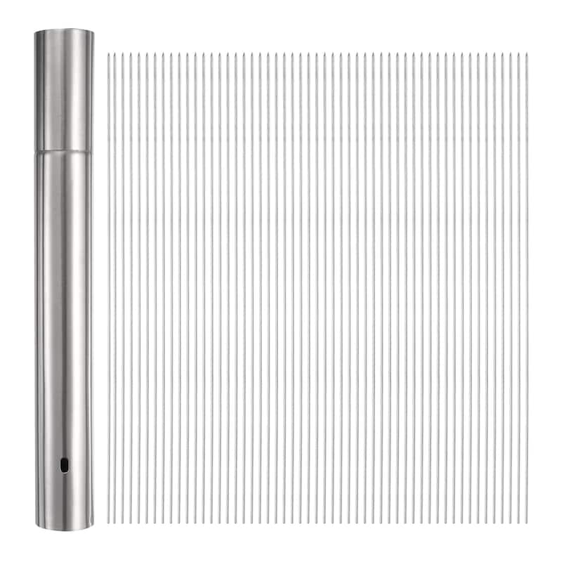 100pcs Kebob Skewers 30cm x 3.5cm Stainless Steel Round Sticks with Tube Storage - 30cm x 3.5cm