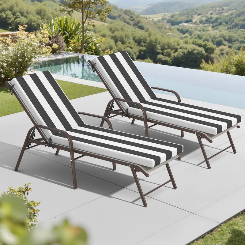 Pellebant Outdoor Adjustable Patio Chaise Lounge Chairs with Cushions