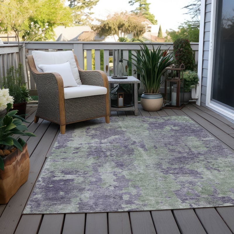Machine Washable Indoor/ Outdoor Modern Ombre Chantille Rug