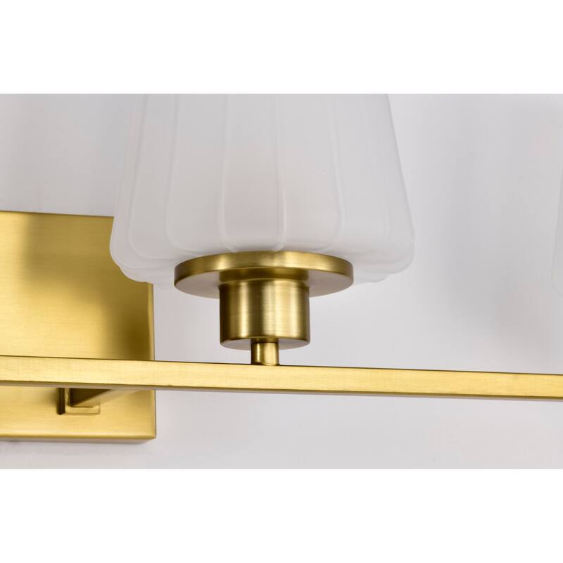 Lune 4 Light Vanity Vintage Brass Finish Etched White Glass - Vintage Brass