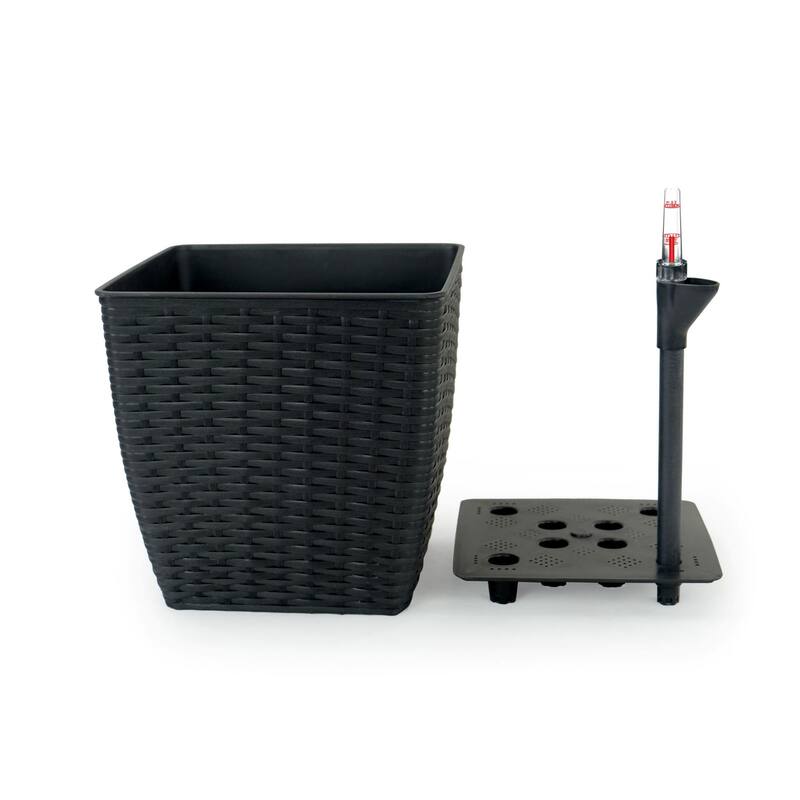 2-Pack Hand Woven Wicker Thin Square Self-watering Planter