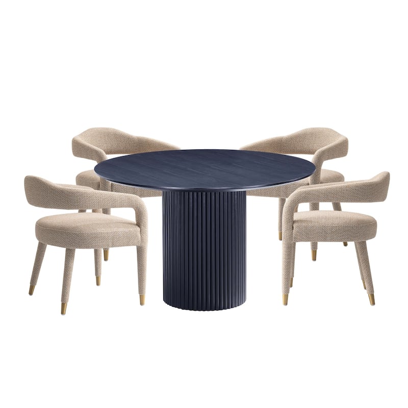 Manhattan Comfort 5-Piece Hathaway Modern 47.24 Solid Wood Round Dining Set