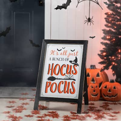 Glitzhome 24''H Halloween Fall Wooden Standing Easel or Hanging Decor