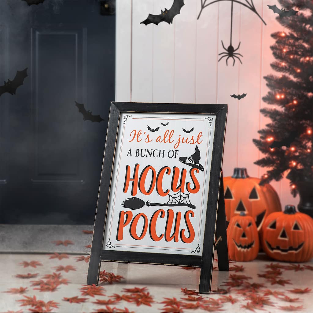 Glitzhome 24''H Halloween Fall Wooden Standing Easel or Hanging Decor