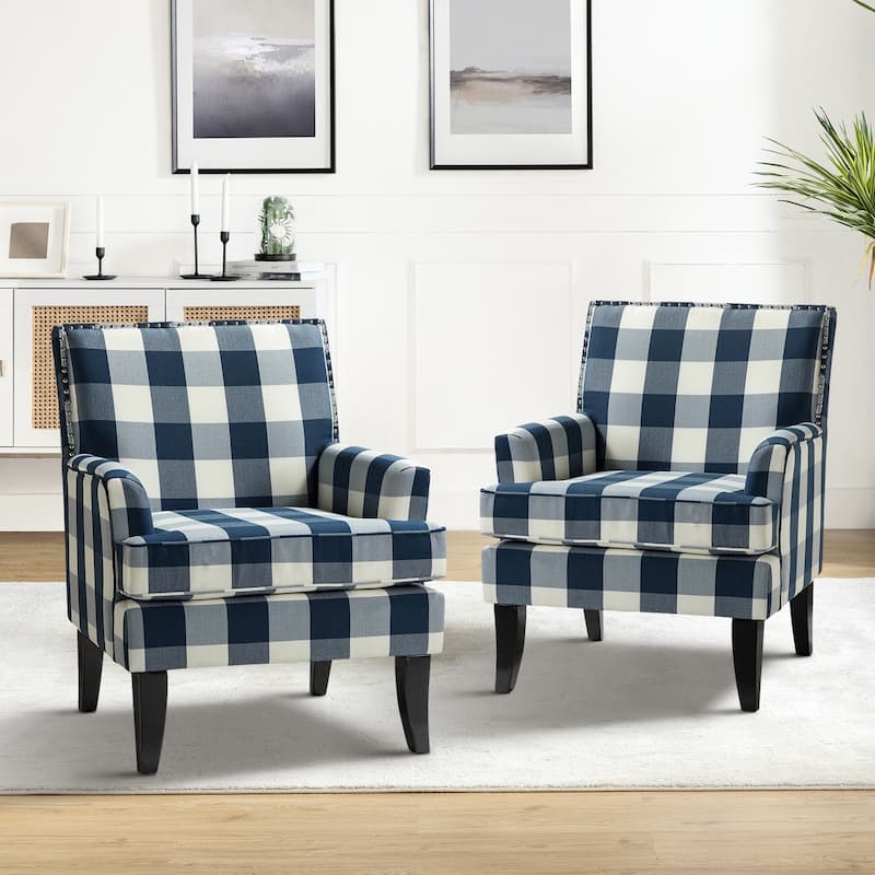 Akorda Classic Armchairs with Nailhead Trim and Solid Wood Legs Set of 2 by HULALA HOME