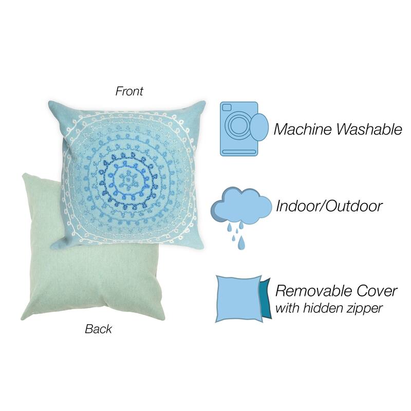 Liora Manne Visions III Ombre Threads Indoor/Outdoor Pillow Aqua 20" x 20"