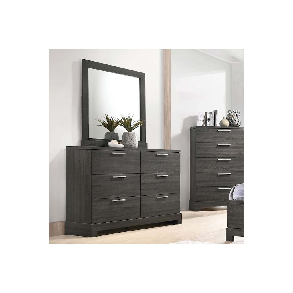 Rustic Dresser Gray Oak - 6 Drawer Chest of Drawers - Modern Bedroom Furniture