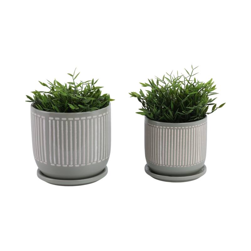 Ceramic Circular Saucer Planters Set of 2 - 6/8 in.