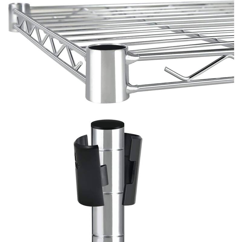 5-Shelf Shelving with Wheels Steel Organizer ，Chrome