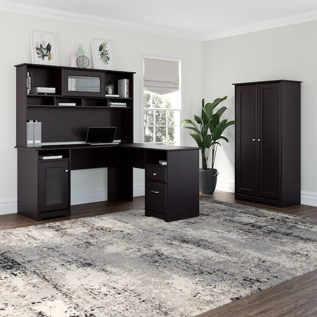 Cabot Espresso Oak Tall Storage Cabinet with Doors