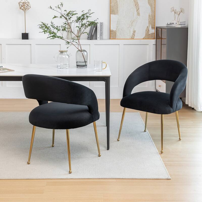 SEYNAR Mid Century Modern Velvet Upolstered Open-Back Dining Chair Set of 2