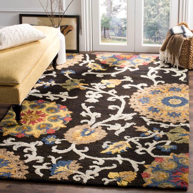 SAFAVIEH Handmade Blossom Nelia Modern Floral Wool Rug - 3' x 5' - Charcoal/Multi