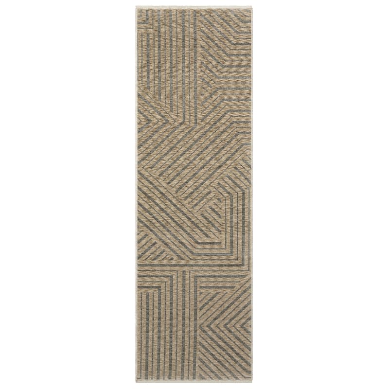 Style Haven Estella Industrial Geometric Lines Beige/ Grey Area Rug - 2' 3" x 7' 6" - Runner