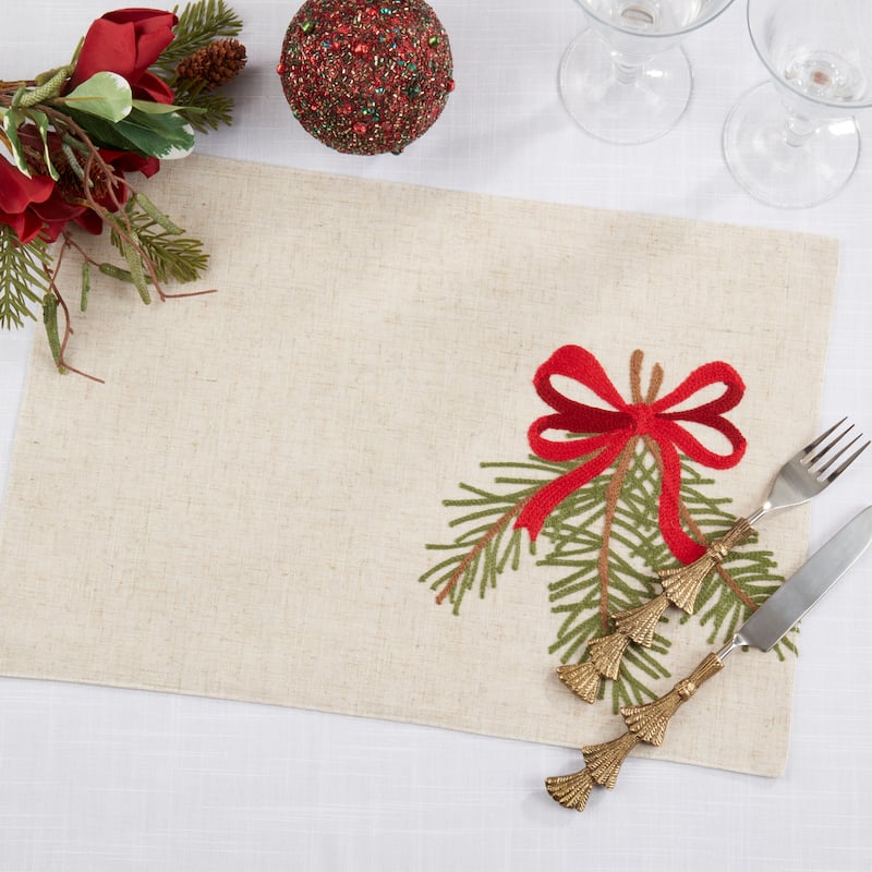 Linen Blend Frosted Pine Placemat (Set of 4) - 13"x19"
