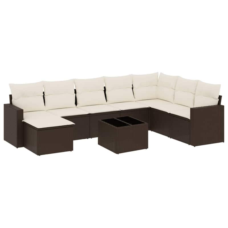 vidaXL Garden Sofa Set Brown and Cream White - 21.7 x 21.7 x 14.6