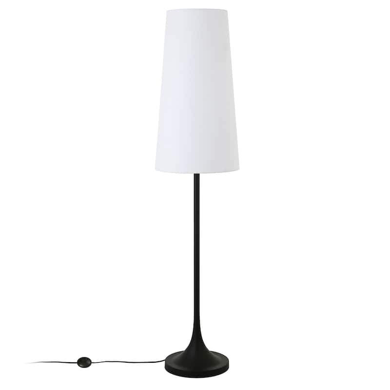 HomeRoots 60" Black Novelty Floor Lamp With White Frosted Glass Drum Shade - 60" Tall