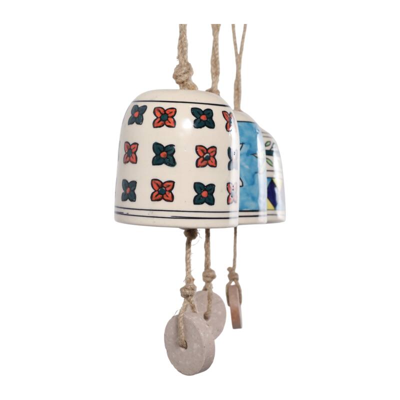 Decorative Handcrafted Ceramic Bells Windchimes - Garden Bell Art - 12.0"