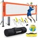 preview thumbnail 1 of 16, Portable Professional Volleyball Net Set with Adjustable Height Aluminum Poles for Outdoor Backyard Beach Orange