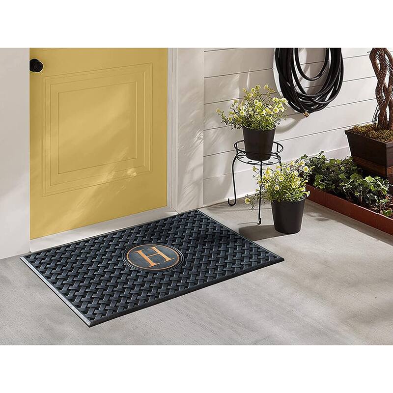 A1HC 100% Pure Rubber Monogrammed Front Door Mat 24" x39" Indoor Outdoor Doormat